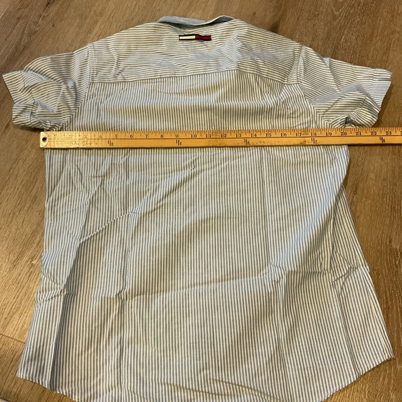 Tommy Hilfiger - Butter Down Short Sleeve Striped Shirt - Blue - Ladies Size 8 - Picture 8 of 11